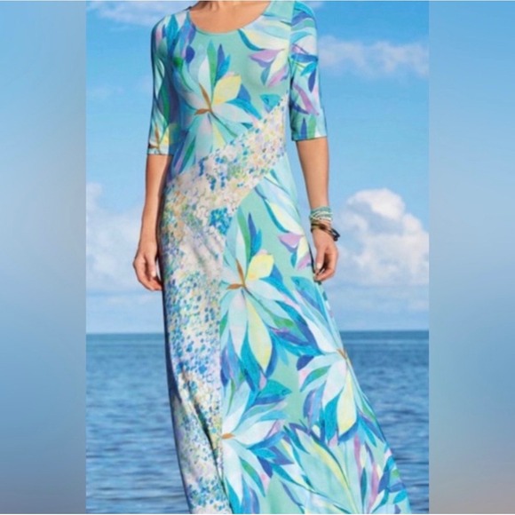 Soft Surroundings Dresses & Skirts - NEW Soft Surroundings Stella Maxi Dress MEDIUM 10 12 Coastal Resortwear Vacation